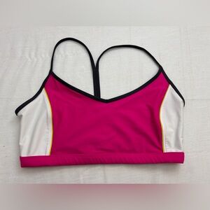 Reebok Pink and White Sports Bra with Black Trim